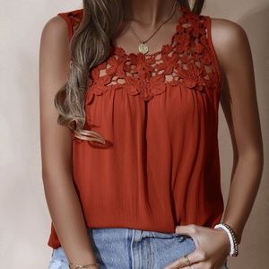 Boho Floral Embroidered Sleeveless Lace Top